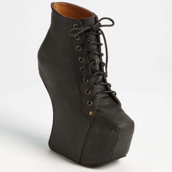 JEFFREY CAMPBELL 5/5.5/6 Night-Lita NIGHTLITA Heelless Lace Up Bootie - Picture 9 of 13